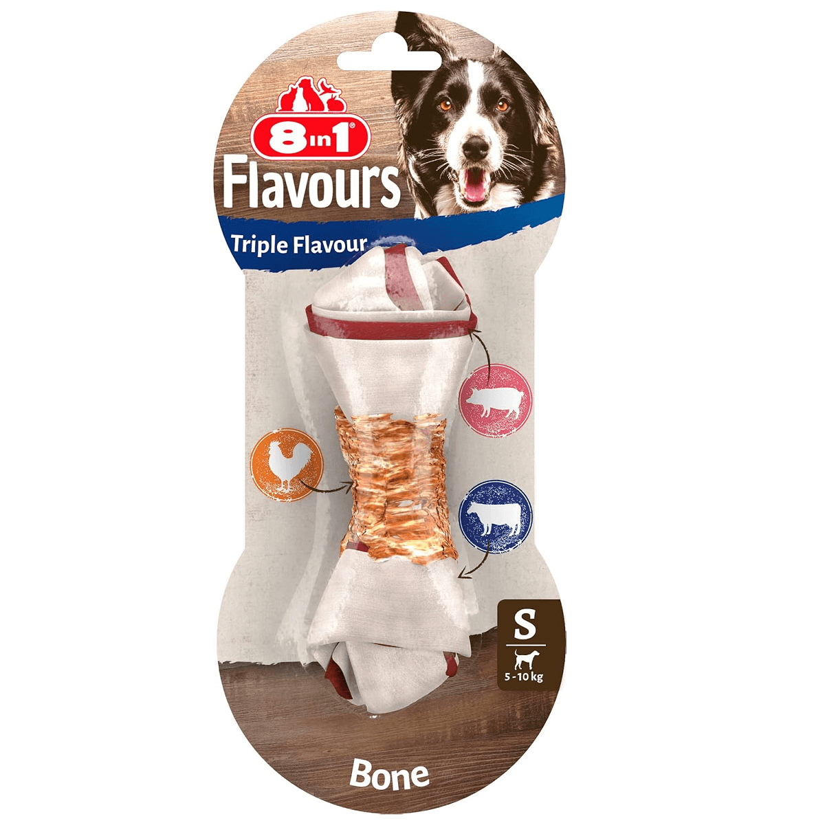 Recompensa Pentru Caini 8 in 1 Triple Flavour S, Os Innodat cu Carne de Pui 35g