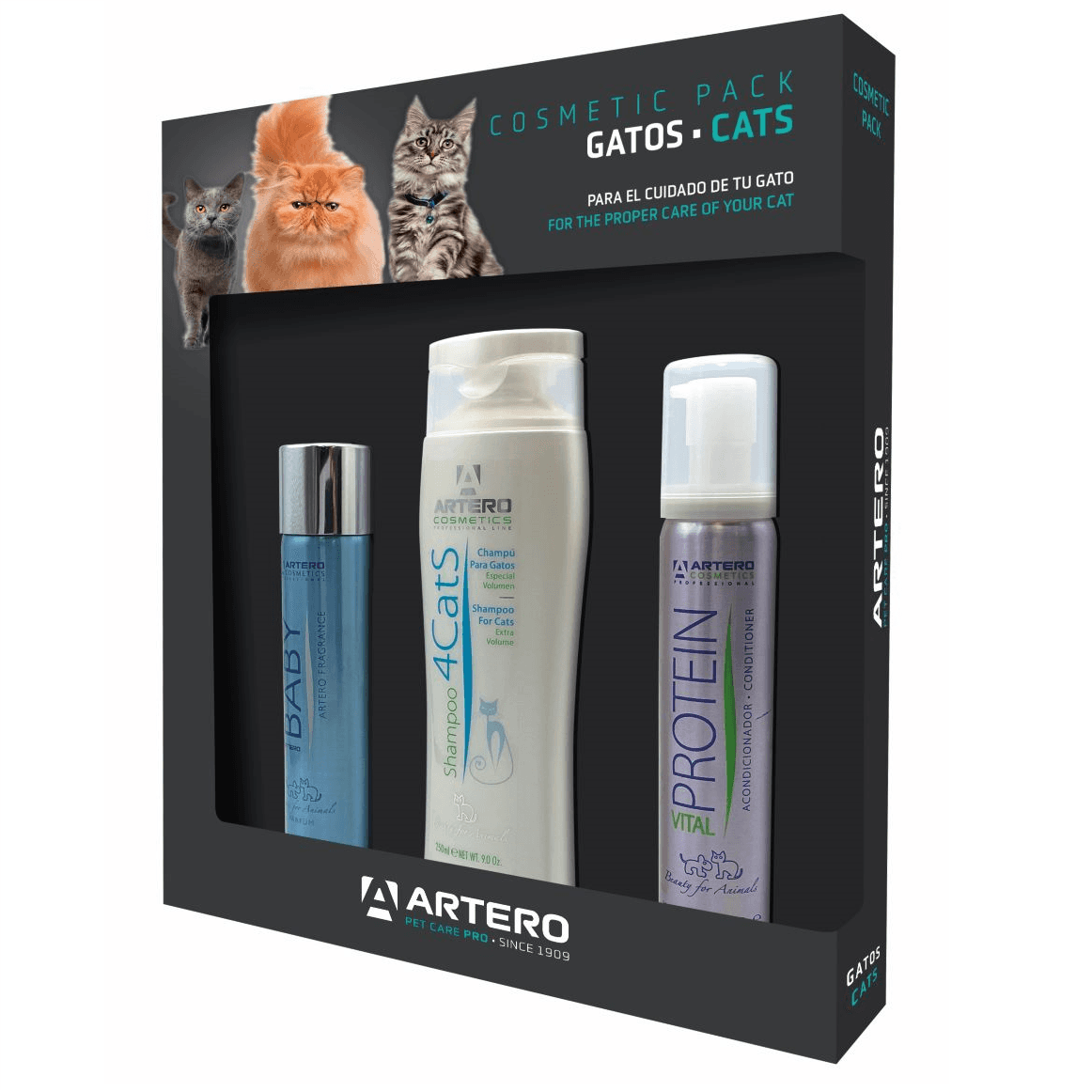 ARTERO Cosmetic Pack, Set Profesional Pentru Ingrijirea Blanii Pisicilor