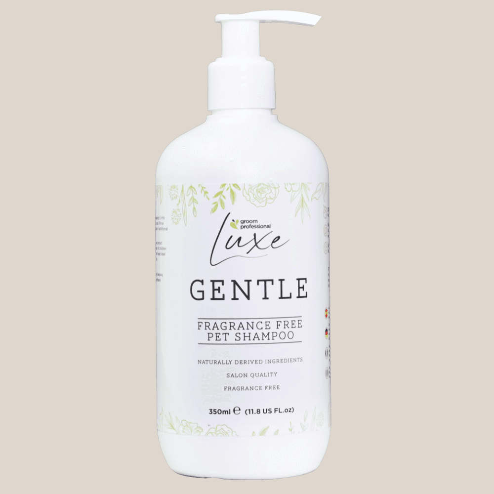 GROOM PROFESSIONAL Luxe Gentle Fragrance Free, 350 ml - Sampon Delicat Fara Parfum Concentrat 30:1 pentru Caini cu Piele Sensibila sau Probleme Dermatologice
