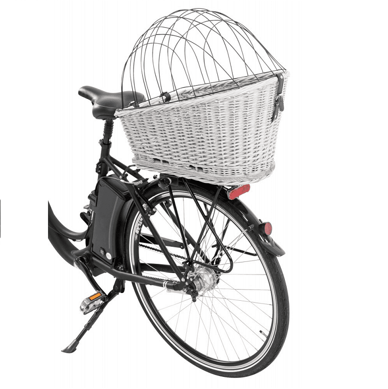 Cos Transport Caini sau Pisici pe Potbagaj Bicicleta Gri, 35x49x55cm