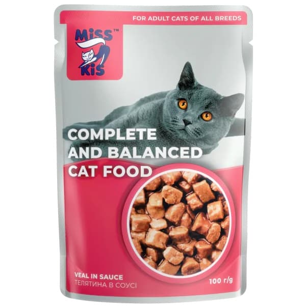 MISS KIS, Plic Hrana Umeda Pentru Pisici, cu Vitel in Sos, 100g