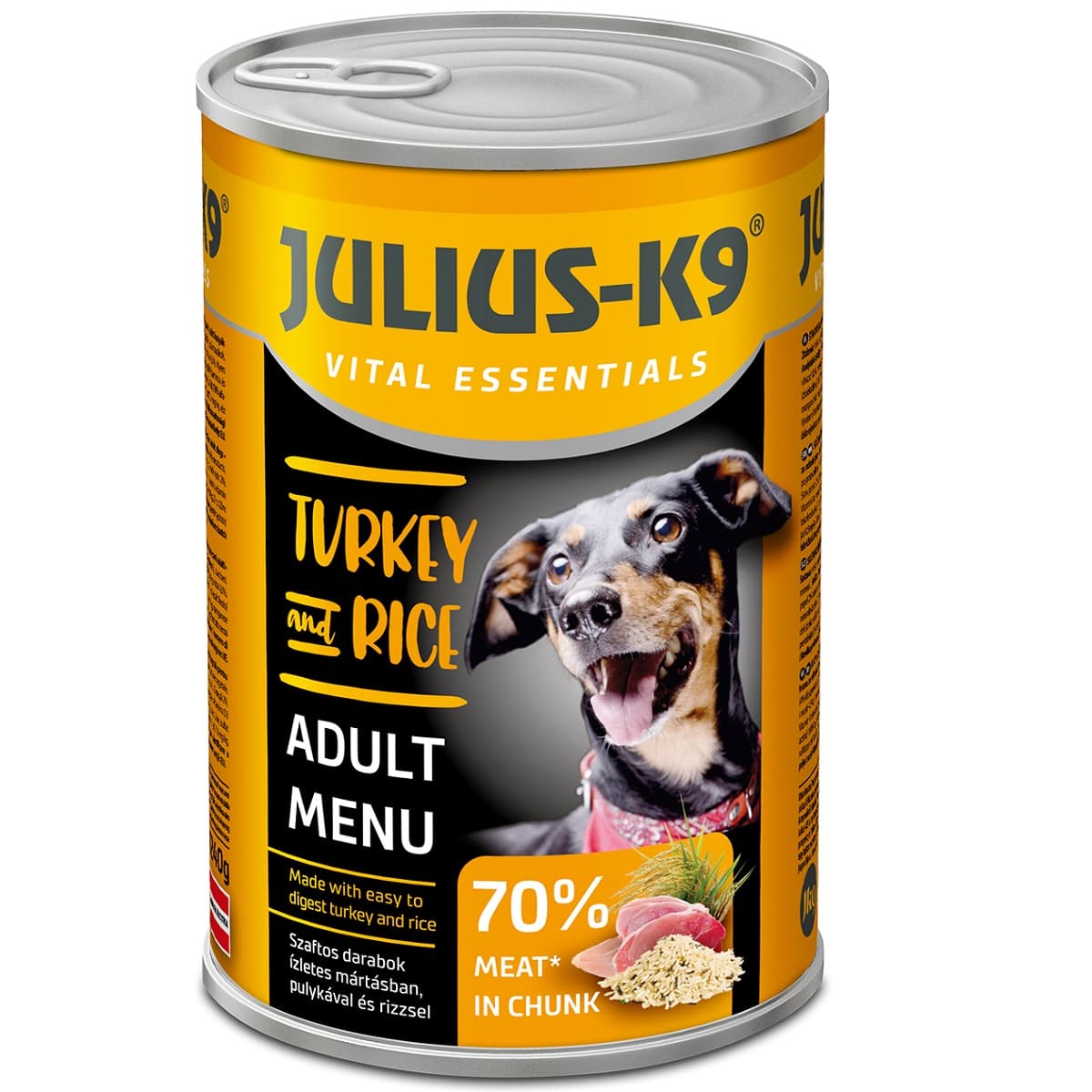 JULIUS K9 DOG, Conserva Hrana Umeda Pentru Caini, cu Curcan si Orez, 1240g