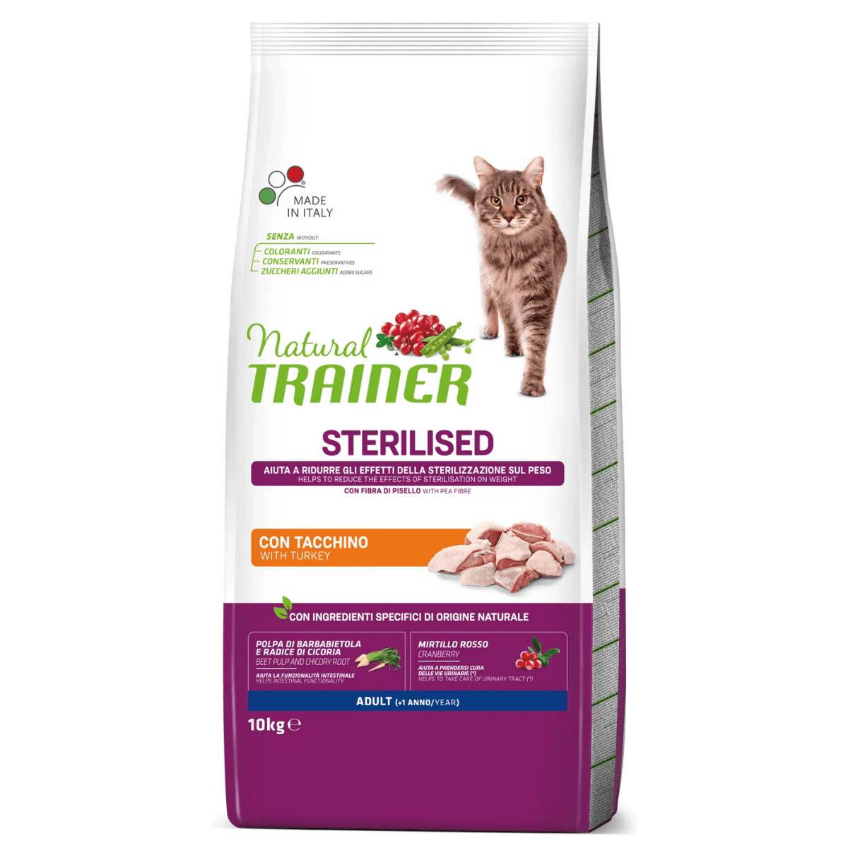 NATURAL TRAINER Cat Sterilised, cu Curcan, Hrana Uscata Pentru Pisici Sterilizate, 10kg