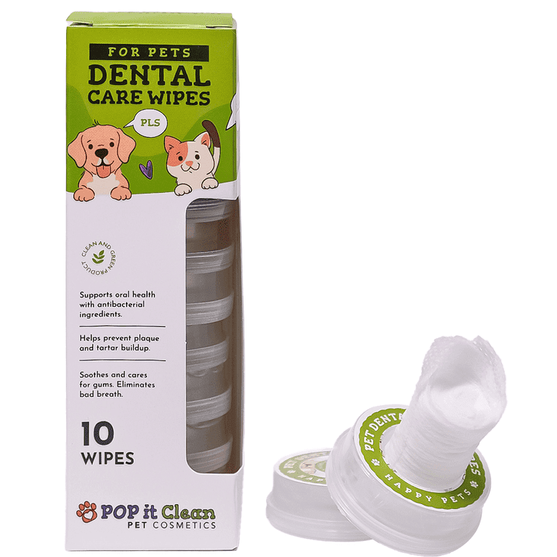 POP It Clean Servetele Umede Hipoalergenice pentru Ingrijirea Dintilor la Caini si Pisici 10 buc