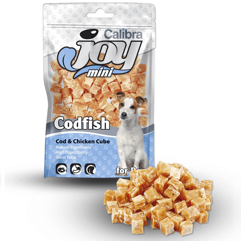 CALIBRA JOY Mini Cube, Pui si Cod, Recompense Fara Cereale, Caini, Cuburi Carne, 70g