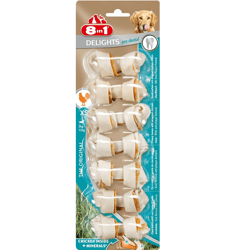 Recompensa 8 in 1 DENTAL DELIGHTS XS Os Innodat cu Carne de Pui, 7buc