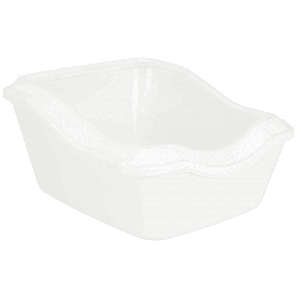CLEANY Litiera Inalta cu Rama Pentru Pisici, Alba, 54x45x21(29)cm