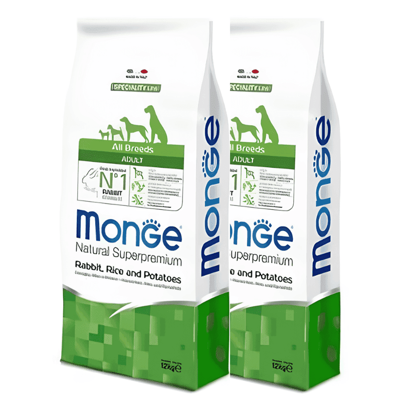 Pachet Economic 2 saci MONGE NATURAL Adult All Breeds, Iepure, Hrana Uscata Monoproteica Caine, 12kg