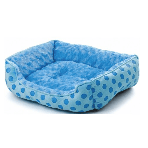 Culcus Imblanit Pentru Caini si Pisici, Plus Albastru cu Buline 56x47x17cm