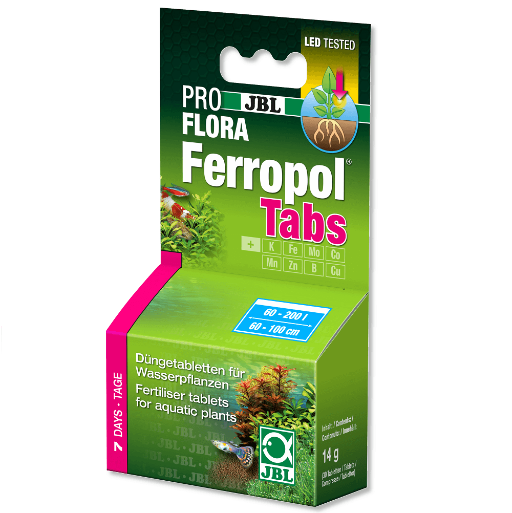 JBL PRO FLORA Ferropol Tabs, Fertilizant Tablete, Stimularea Cresterii Viguroase a Plantelor in Acvarii de Apa Dulce, 30tab pentru 750L