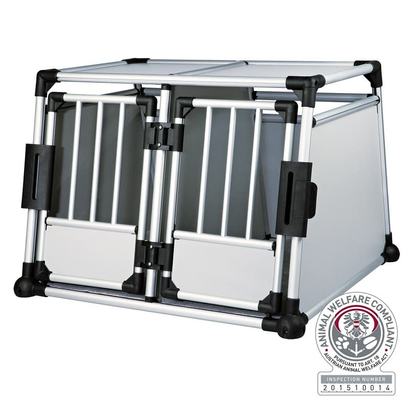 Cusca Transport Auto Caini, Aluminiu, 2 Compartimente cu Perete Despartitor Detasabil, 95x88x69cm