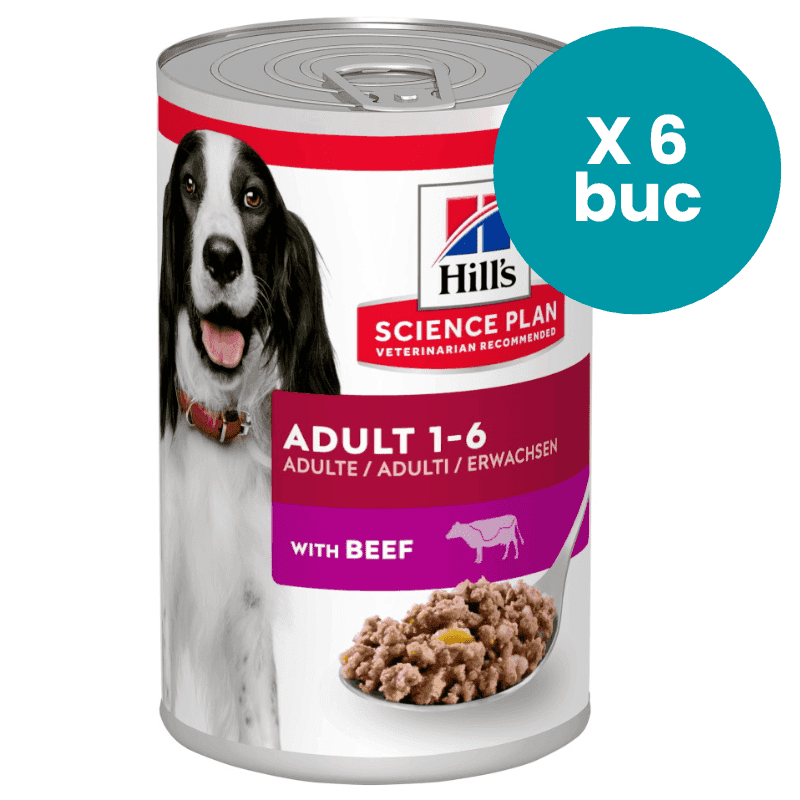 HILL'S Science Plan Adult cu Vita, Multipack 6x370 g – Hrană Umedă pentru Câini Adulți (1–6 Ani), Textură Moale și Nutriție Echilibrată