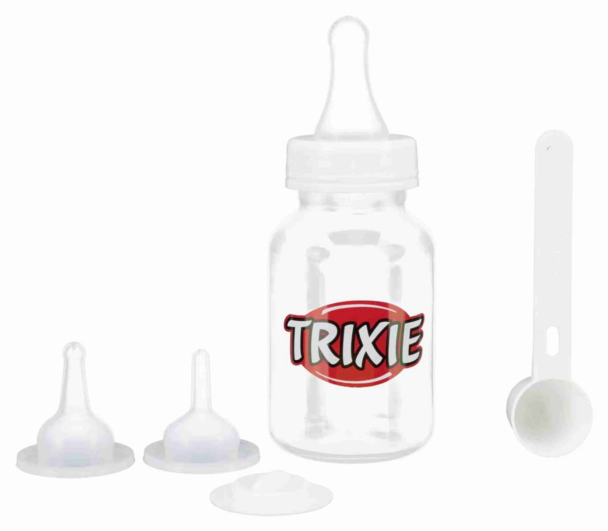 TRIXIE Set Biberon 120ml, 3 Tetine Silicon si Dozator Lapte Praf, Pentru Hranirea Puilor de Catel sau Pisica