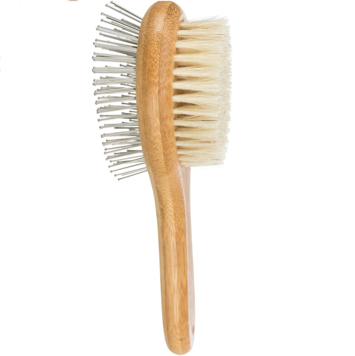 TRIXIE Perie Dubla din Lemn de Bambus, cu Pini din Par Natural si Metal, Pentru Caini si Pisici 19x5cm