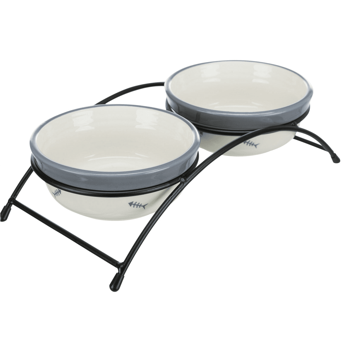 Set 2 Castroane Ceramice, in Suport Metalic, Pentru Pisici, 2x0.25L