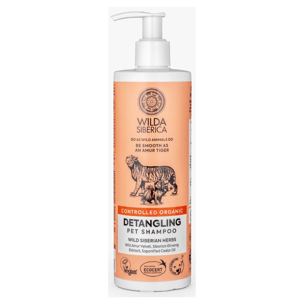 WILDA SIBERICA Sampon Vegan pentru Descalcirea Blănii, cu Ginseng si Amur Velvet, pentru Câini si Pisici cu Blană Medie sau Lungă, 400ml