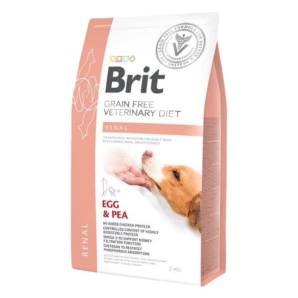 BRIT VET DIETS Dog Grain Free Renal cu Ouă si Mazare 2 kg | Hrană Uscată Dietetică pentru Câini cu Insuficientă Renală Cronică
