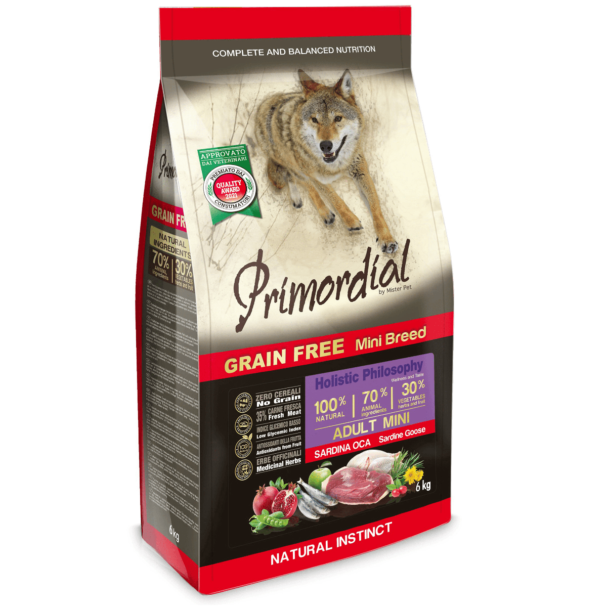 PRIMORDIAL Grain-Free Holistic Dog Adult Mini Sardine si Gasca 2 kg