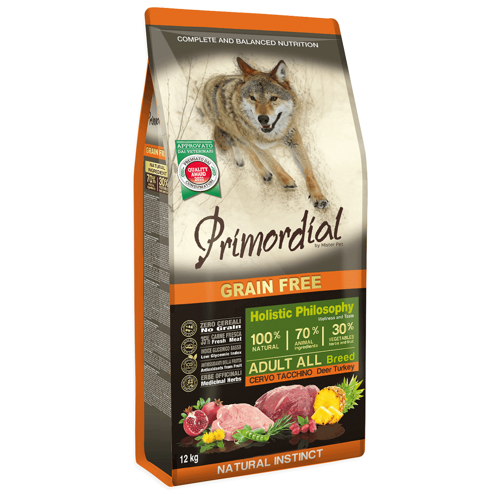 PRIMORDIAL Grain-Free Holistic Dog Adult Caprioara si Curcan 12 kg