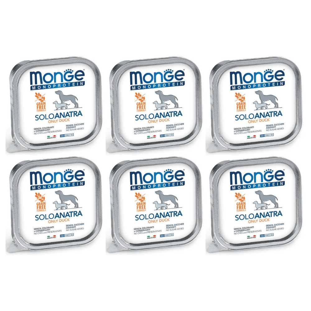 MONGE MONOPROTEIN SOLO Rata, Bax Hrana Umeda Monoproteica, Fara Cereale, Caine, (pateu) 6x150g