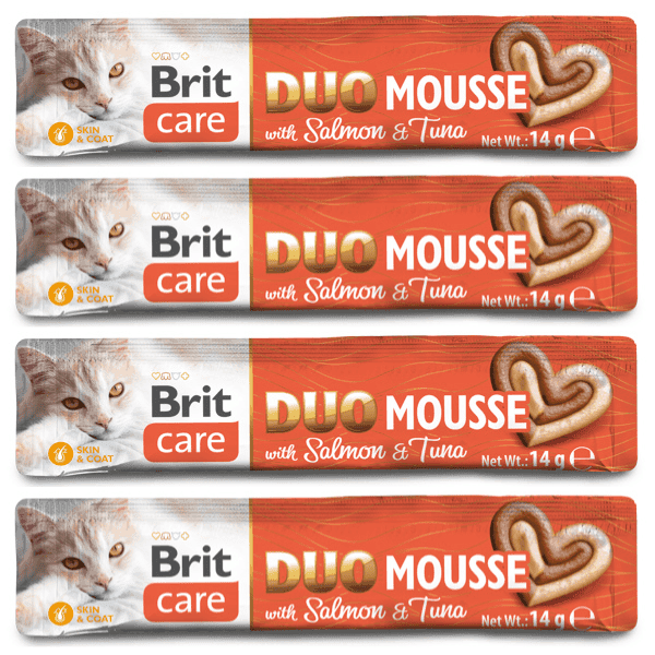 BRIT CARE Cat Creamy Duo Mousse cu Somon si Ton 4x14 g