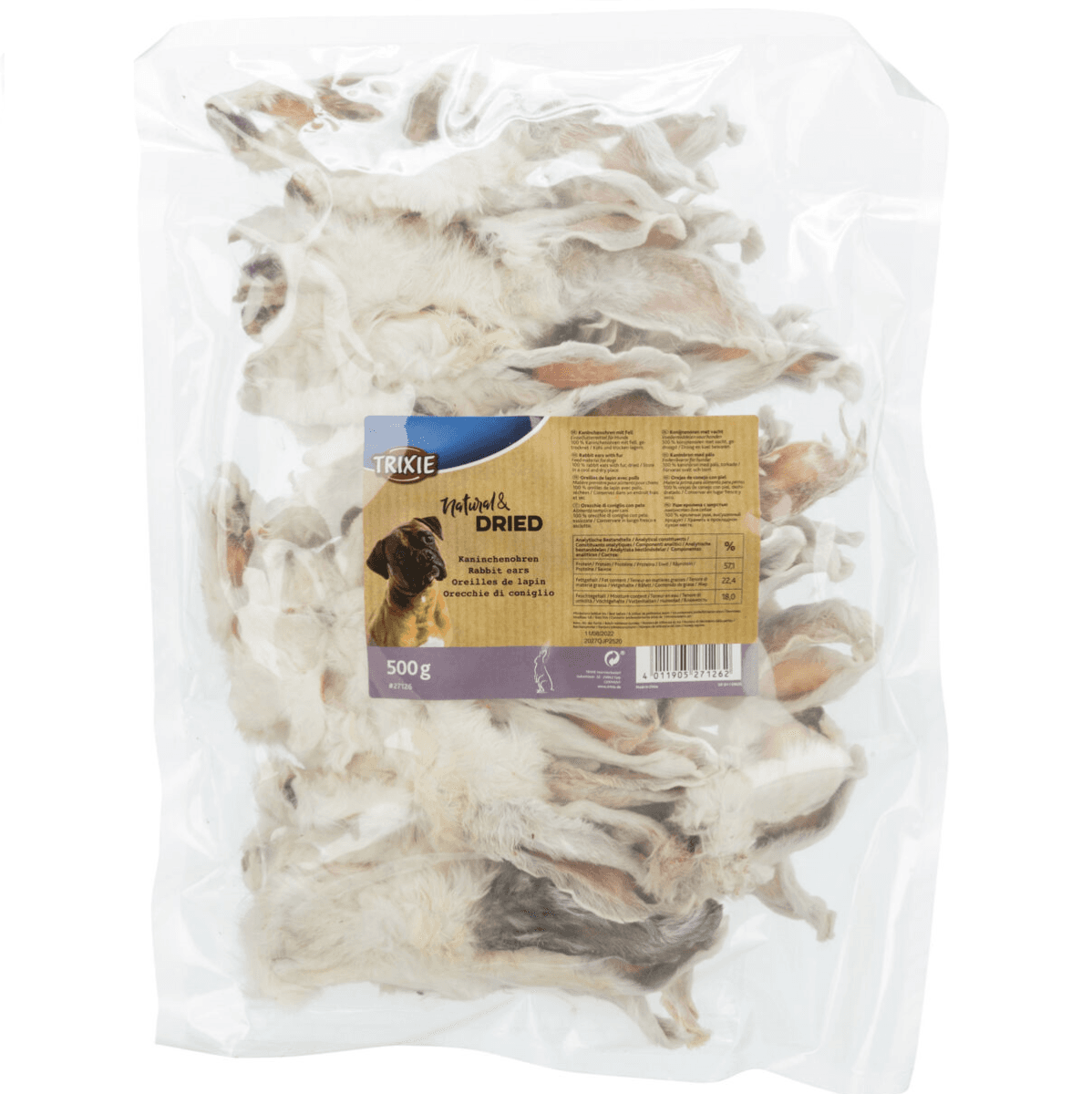 Recompense Naturale Pentru Caini, TRIXIE Urechi de Iepure Deshidratate, 500g