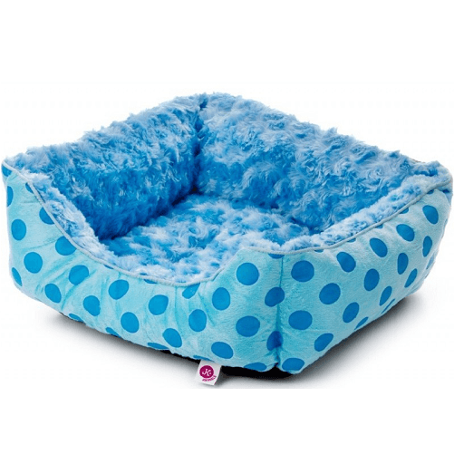 Culcus Imblanit Pentru Caini si Pisici, Plus Albastru cu Buline 45x40x16cm