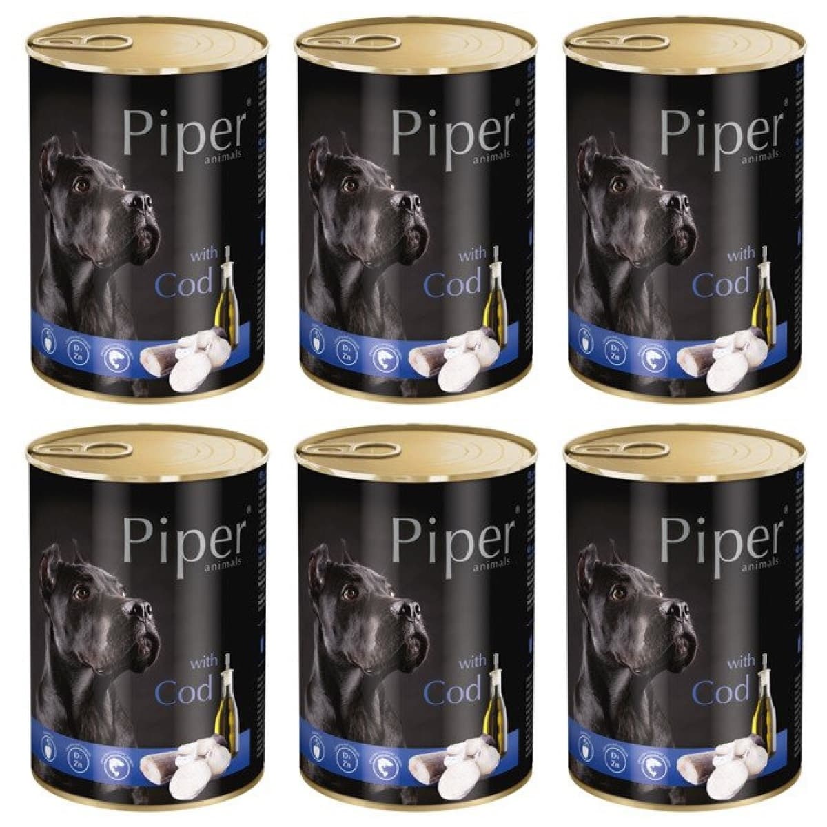 PIPER Animals, cu Cod, Set Conserve Hrana Umeda Pentru Caini, 6x400g