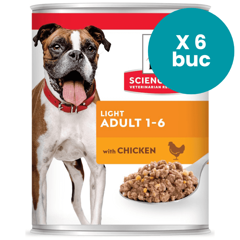 HILL'S Science Plan Light Adult, cu Pui, Multipack 6x370g