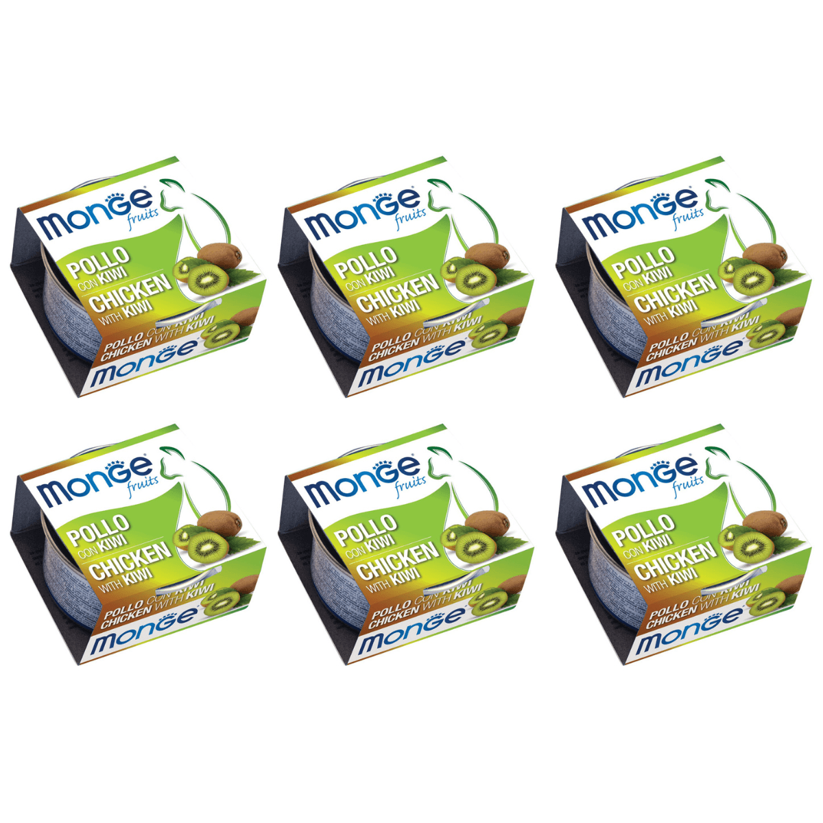 MONGE Fruits Cat, cu Pui si Kiwi, Set Conserve Hrana Umeda Pentru Pisici Adulte, 6x80g