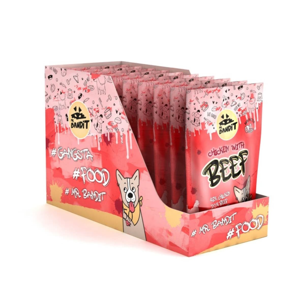 MR. BANDIT Pachet Plicuri Hrana Umeda Pentru Caini, Carne de Pui si Vita in Sos, 10x180g