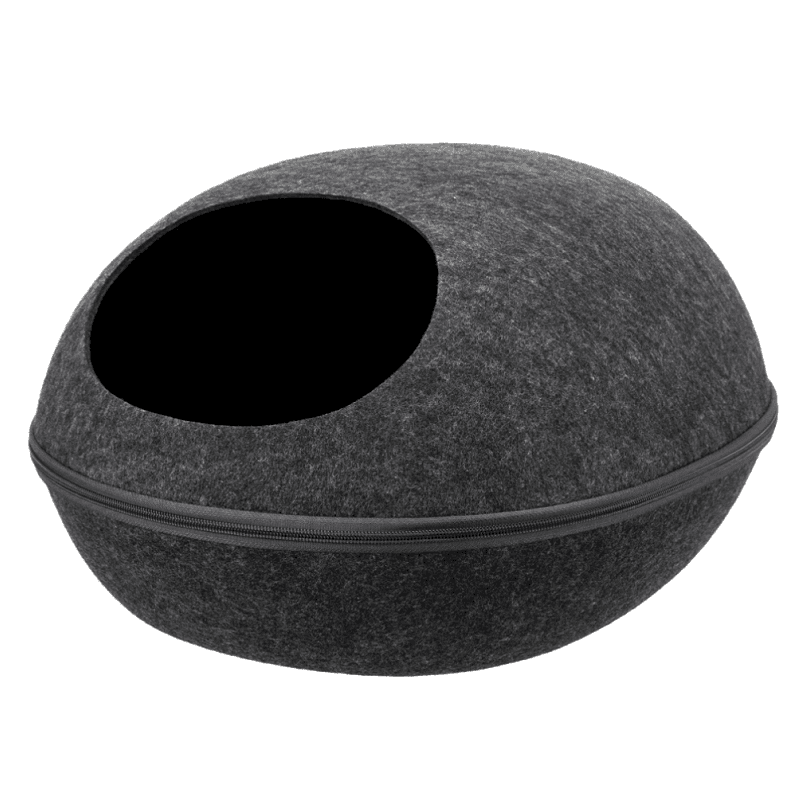 LIVA Casuta Pentru Pisici, din Fetru Gri Antracit, 40x24x47cm