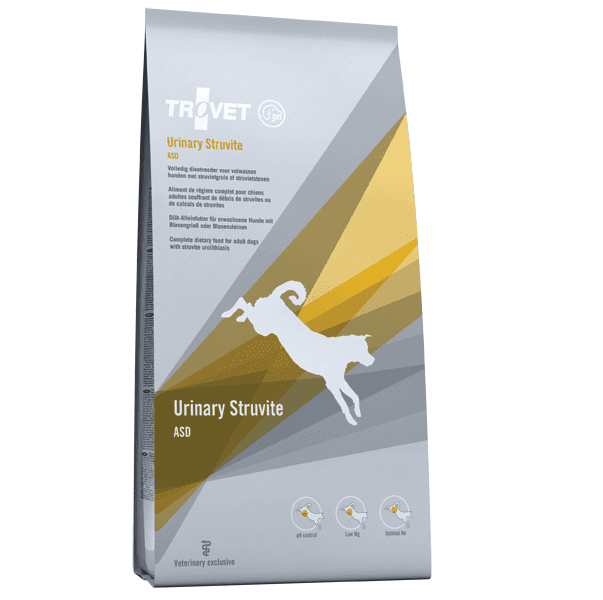 TROVET Dog Urinary Struvite ASD - Dieta Veterinara Uscata pentru Caini cu Urolitiaza cu Struviti si Prevenirea Recurentei, 3 kg