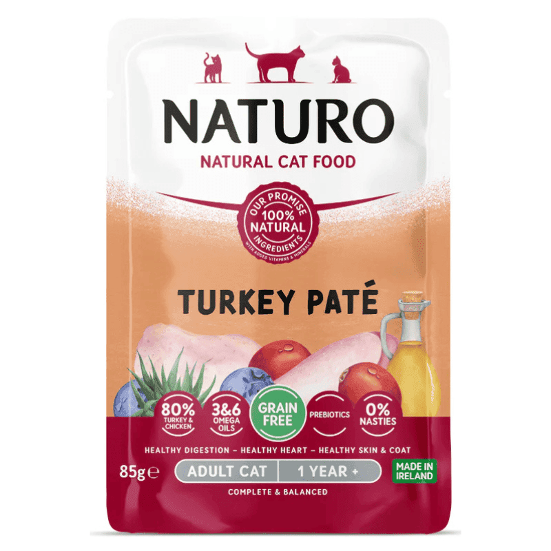 NATURO Adult Cat Grain Free Pate cu Curcan si Pui 85 g | Hrana Umeda Completa fara Cereale 100% Naturala pentru Pisici Adulte