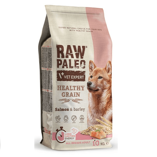 RAW PALEO Healty Grain Adult, Hrana Uscata Monoproteica, cu Somon, Pentru Caini Adulti, 10kg