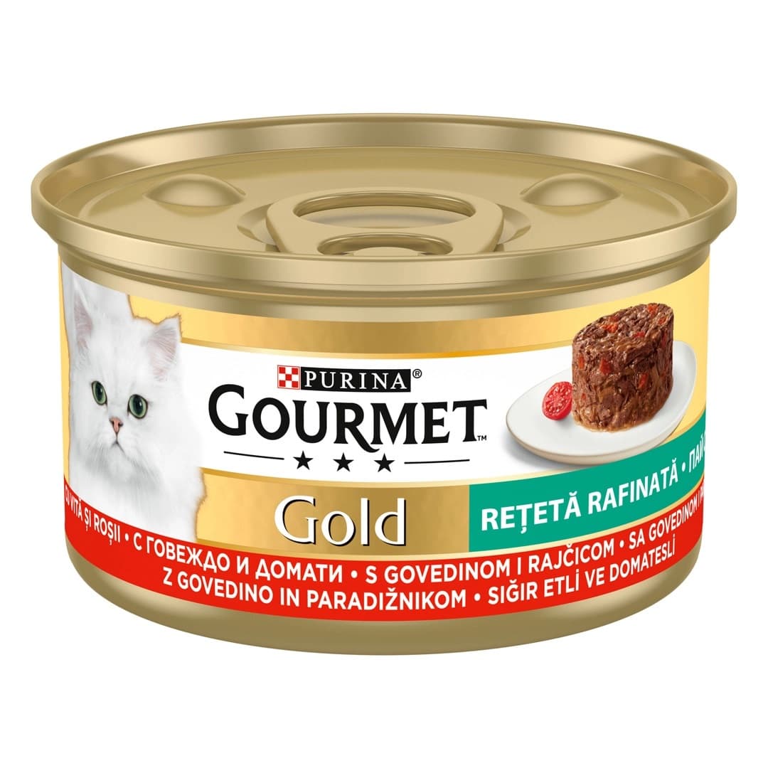 PURINA Gourmet Retete Rafinate, cu Vita si Rosii, Conserva Hrana Umeda Pentru Pisici, 85g
