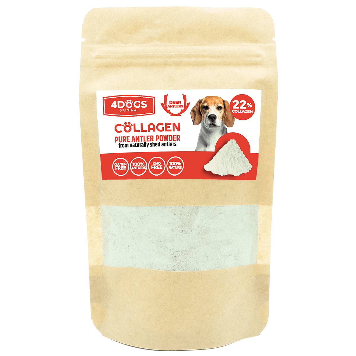 4DOGS ORIGINAL, Supliment Nutritional Pulbere Pura din Coarne de Cerb, 100g