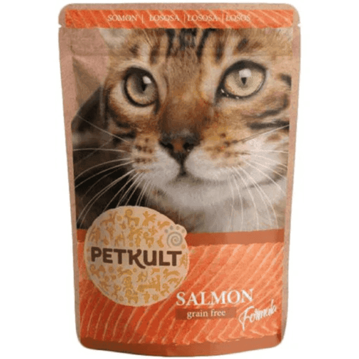 PETKULT Adult cu Somon 100 g | Plic Hrana Umeda fara Cereale pentru Pisici Adulte