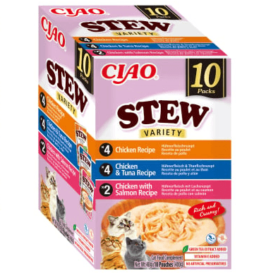 CIAO CHURU Stew Variety cu Pui, Pui si Ton, Pui si Somon 10x40 g