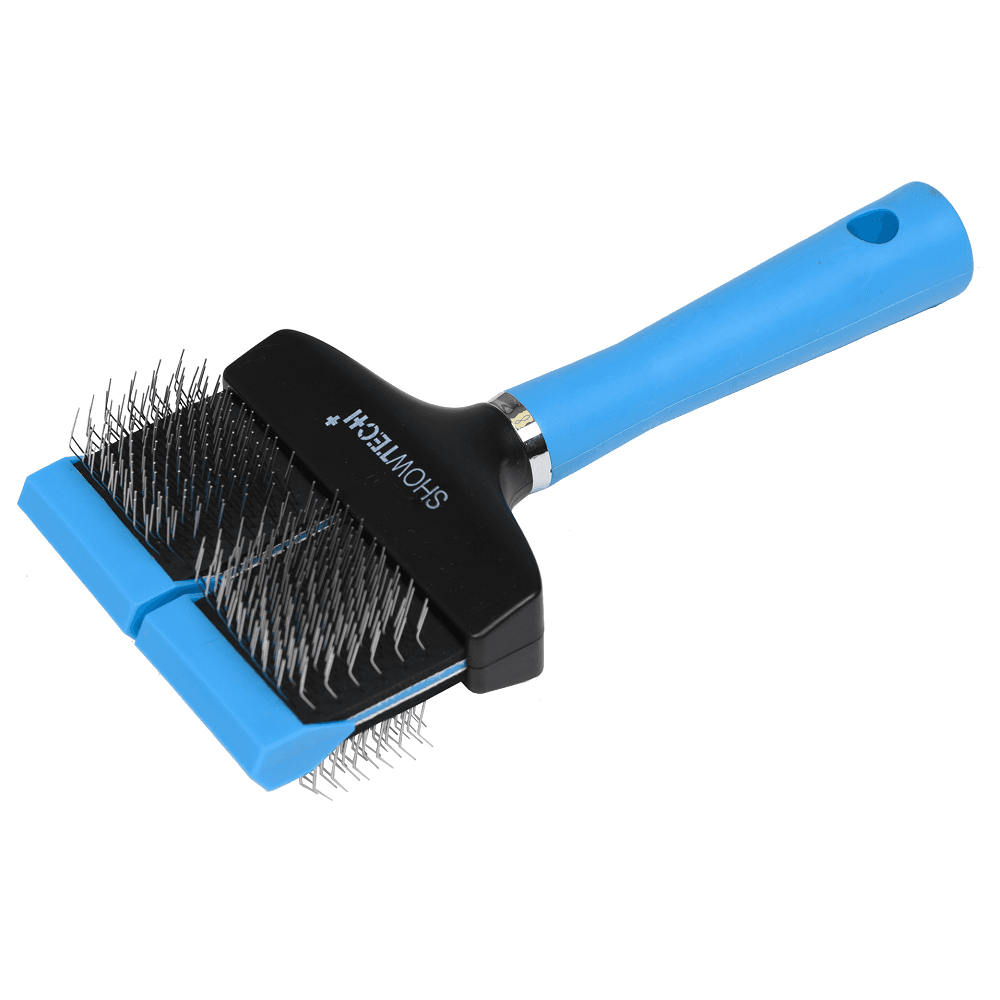 SHOWTECH+ Flex Groom Double Firm | Perie Slicker Profesionala Dubla cu Doua Fete Active pentru Blana Deasa, Dubla sau Sarmoasa la Caini