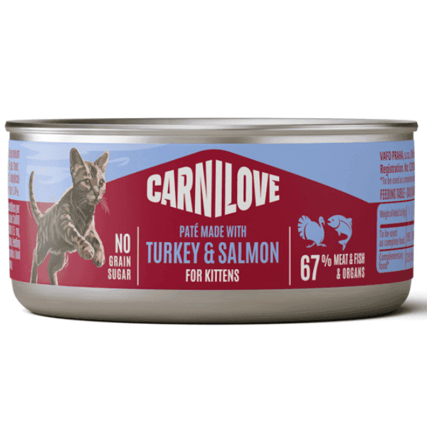 CARNILOVE Kitten Paté cu Curcan și Somon 100 g | Hrană Umedă Completă Fără Cereale pentru Pui de Pisică (pateu fin)