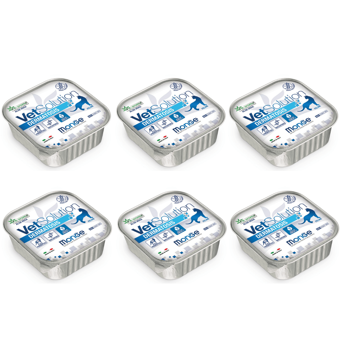 MONGE VETSOLUTION Dermatosis Feline, Set Conserve Hrana Umeda Pentru Pisici cu Afectiuni Dermatologice