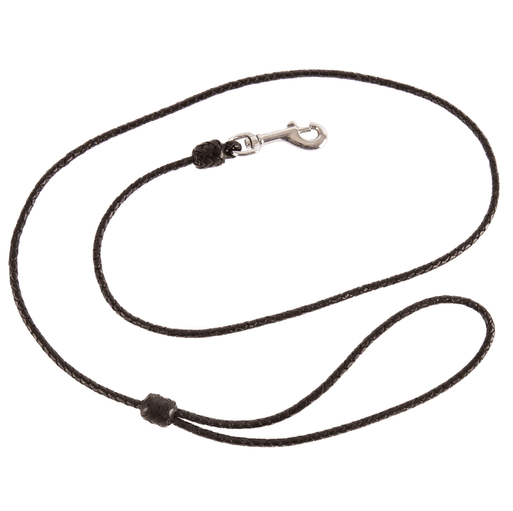 DAPPER DOG, Lesa din Piele Pentru Caini, Rotunda, Neagra, 1.0m