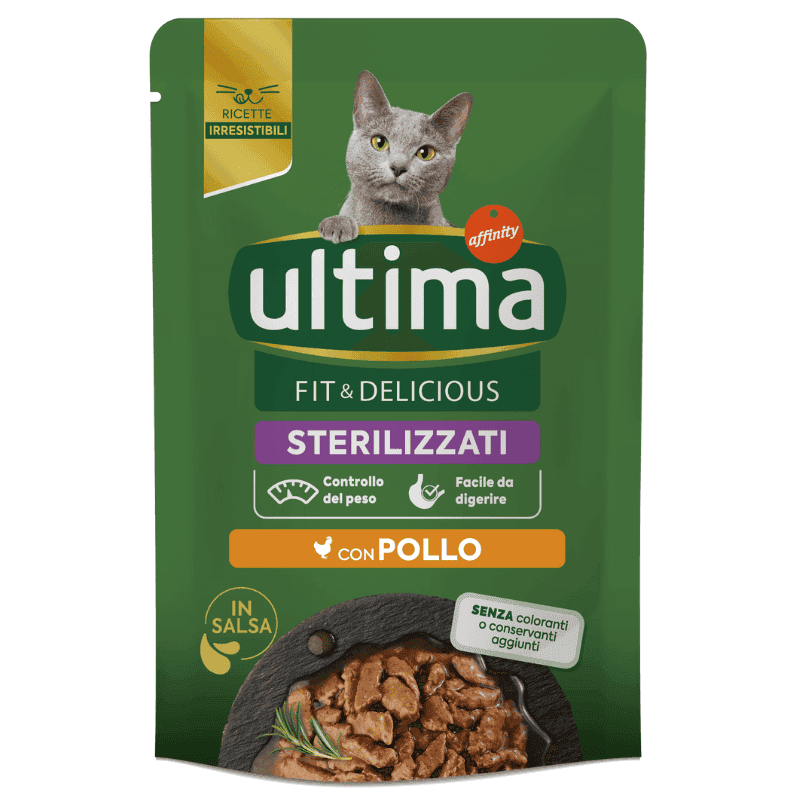 ULTIMA Cat Fit & Delicious Sterilised Pui 85 g | Hrană Umedă pentru Pisici Sterilizate | Suport pentru Controlul Greutăţii şi Vitalitate