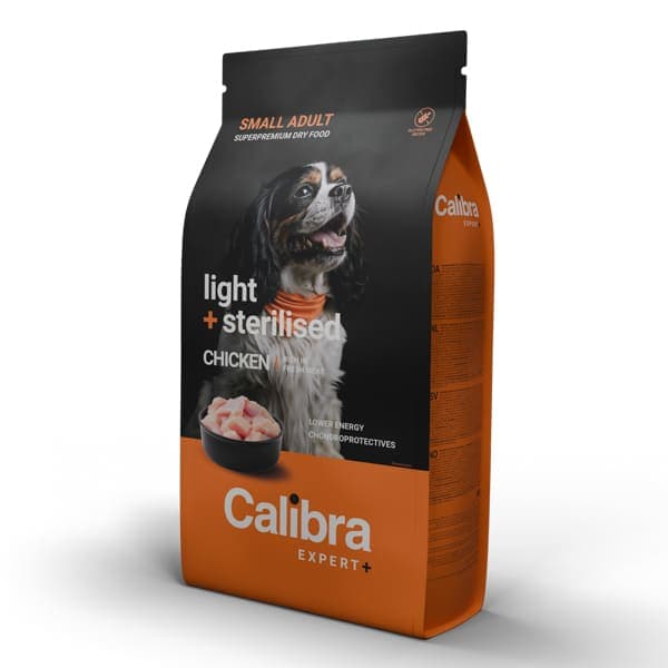 CALIBRA Dog Expert+ Adult Small Light & Sterilised cu Pui 1.5 kg