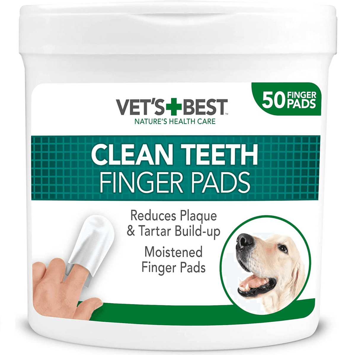 VET'S BEST Clean Teeth, Servetele Umede Antiseptice, tip Degetar, Pentru Curatarea Dintilor la Caini, 50buc