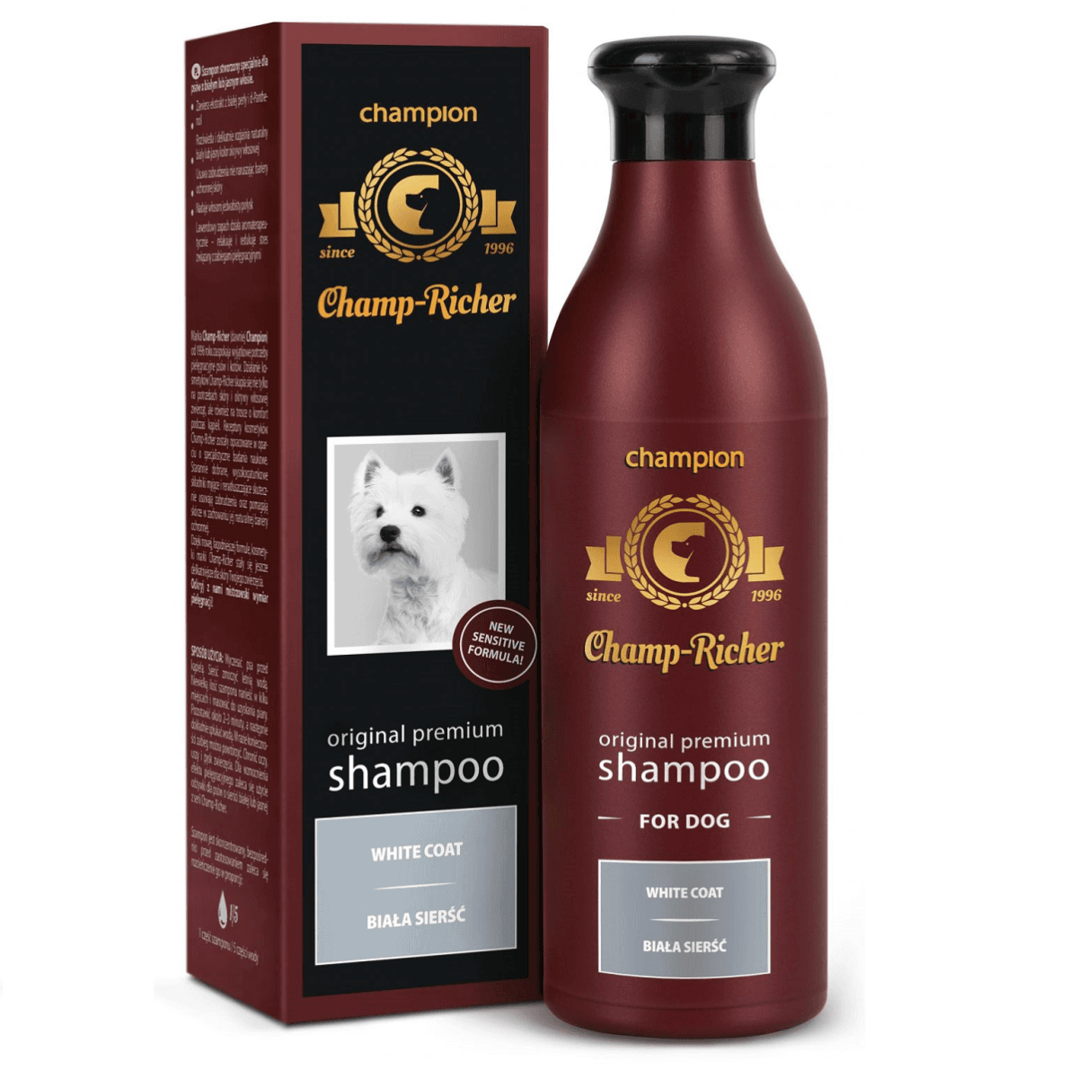CHAMP RICHER, Sampon Profesional Concentrat 1:5, Pentru Caini cu Blana Alba, 250ml