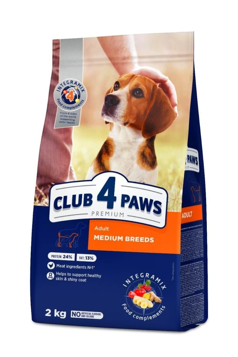 CLUB 4 PAWS Adult Medium cu Pui 2 kg | Hrana Uscata Premium pentru Caini Adulti de Talie Medie