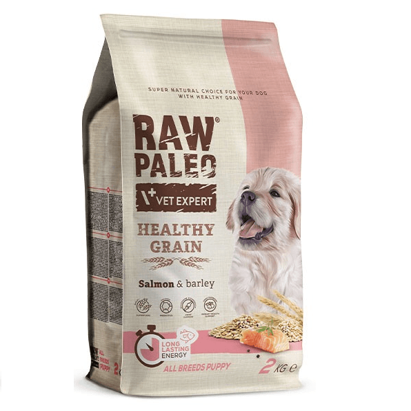 RAW PALEO Healty Grain Puppy, Hrana Uscata Monoproteica, cu Somon, Pentru Caini Juniori, 2kg