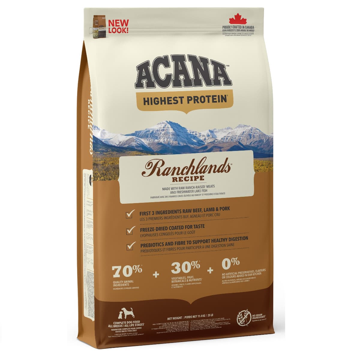 ACANA Highest Protein Ranchland, Hrana Uscata Fara Cereale Pentru Caini, 11.4kg